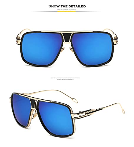 Image of Aviator Sunglasses for Men Retro Fashion Gold Oversized 70s shades