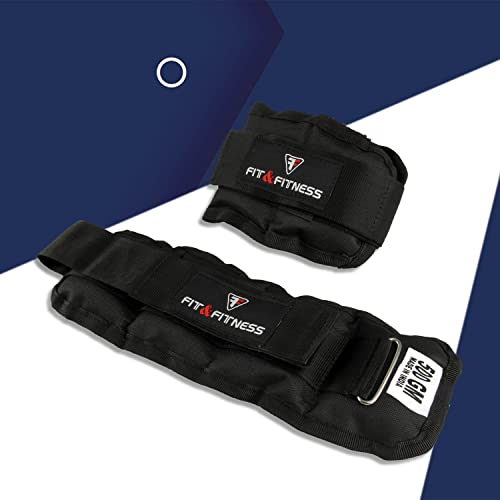 Image of FIT & FITNESS Wrist /Ankle Weights Pro Quality Adjustable Ankle /Wrist Weights for Running, Jogging, Cycling can be Used by Both Men and Women from 1 kg (0.5kg Gram Each x 2 pc) (0.5Kilograms)
