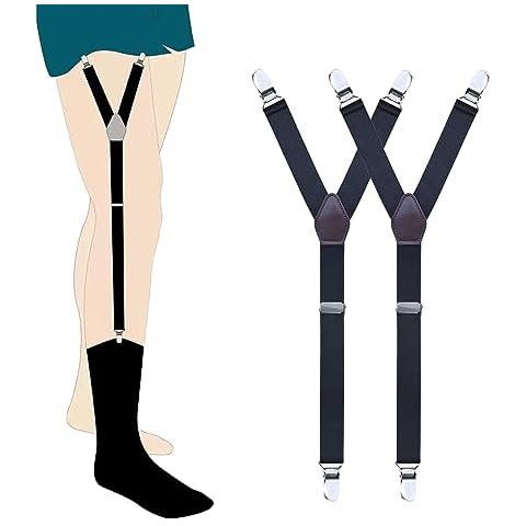 FOX-TECH Adjustable Men's Shirt Stay, Y Men's Garter Belt, Non-Slip Garter Belt with Toothed Metal Clip (Black) Cover