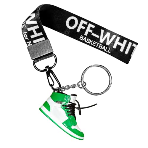 Classic Key Chain Lanyard with Mini Sneaker, Decorative Keyrings for Car Keys Wallets Backpack, Soft & Cute Keychain Gift (OW-Green)