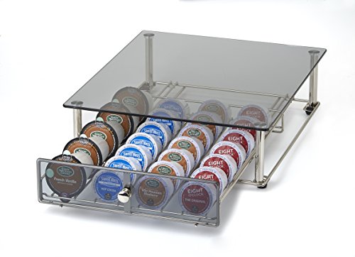 NIFTY KB6595 Glass Top Storage Drawer for Keurig 2.0, Chrome