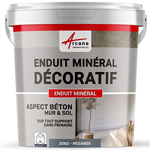 Enduit minréral decoratif interieur | Aspect/Effet beton pour sol et mur toute pièce intérieure - 20 kg Mésange - ARCANE INDUSTRIES