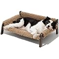 MEWOOFUN Elevated Raised Dog Sofa Bed - 87x63x28cm Breathable Pet Bed with Removable Washable Cover, Dog Beds for Large Medium with Anti-Slip Bottom