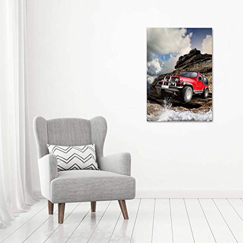 Tableau sur verre acrylique de voiture rouge 70x100 pour salon moderne et bureau de passionné