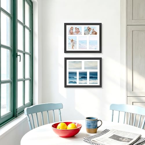 Image of DUENPY 4-Pack 11x14 Collage Picture Frames, 4x6 Collage Picture Frame, Displays Five 4x6 inch Photos, or 11x14 (Without Mat) Wall Decor Wall Hanging or Tabletop, Black