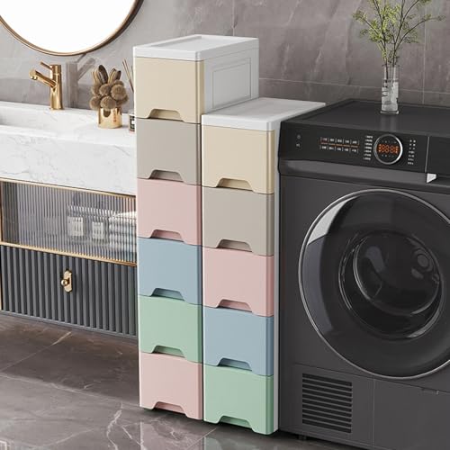 Mueble columna estrecho con cajones para baño vertical y compacto 8