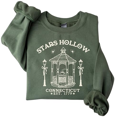 Stars Hollow Cozy Fall Womens Sweatshirt Stars Hollow Lukes Crewneck Connecticut Gilmore Gift Autumn Womens Sweater Military Green