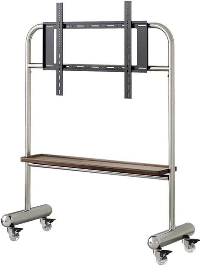 Mobile Art Easel with 32 75 Inch LED LCD Screen Modern Corner TV Stand Stainless Steel Accessory Rack & Tray Adjustable Floor Display Cart Silver 1 Layer Storage.