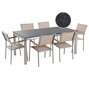 Grosseto Gartenmöbel-Set Granit Schwarz & Beige