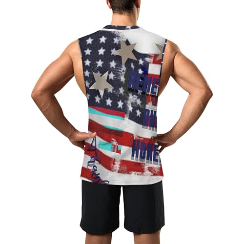 Image of Zhyaj Summer Tanks Top for Men Flag Graphic Print Sleeveless Shirts Casual Working Out Vest T-Shirts Loose-Fit Men's Tank