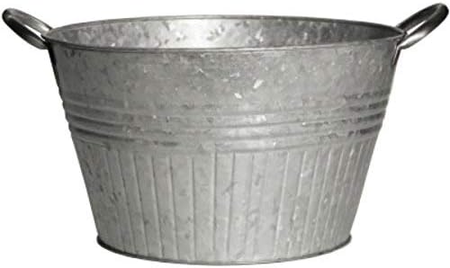 Tub Planter With Handles, Round, Galvanized Metal, 16-In.