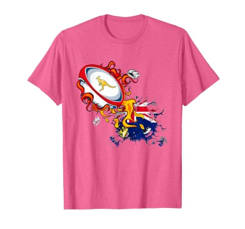 Australia Rugby, Wallabies Rugby Jersey, Australian Flag T-Shirt, Men, Pink Heather, Large