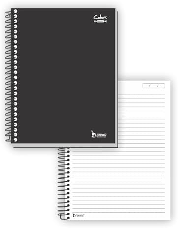 Caderno Espiral Capa Dura Universitário Neutro Preto 400 Folhas -...