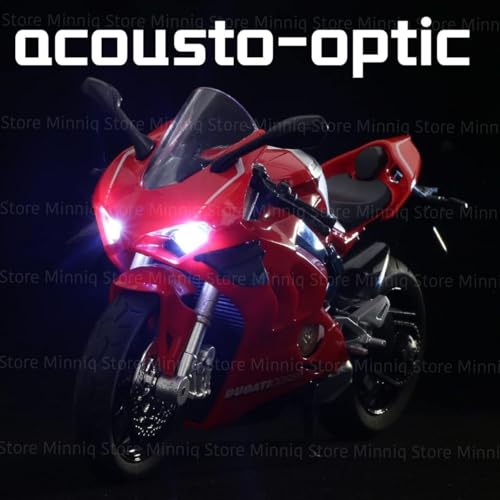 Image of Duoti Panigale V4 DieCast Bike Model, Suspension and Hand Free Roller, Toy Motorcycle Collection with Music Lighting Toy for Kids [Panigale V4- Red]