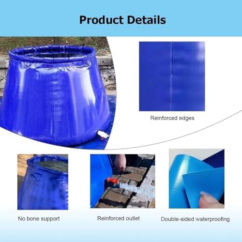 Foldable Emergency Water Storage Barrels, 5000L Rainwater Collection Bags, Agricultural Water Containers with Outlet, Portable Bladder Tank for Outdoor Watering