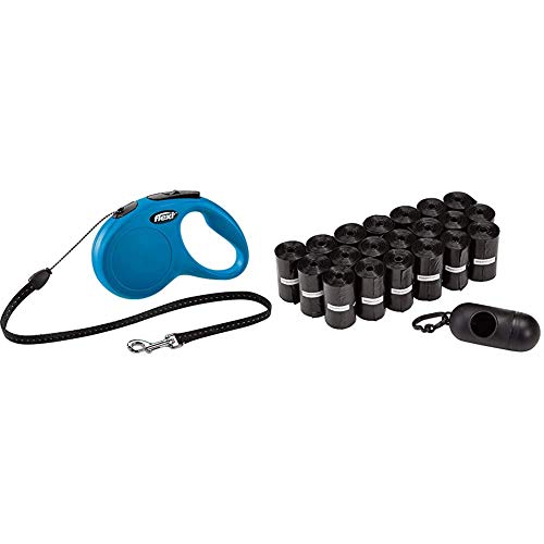 Croci C5055139 Arnés, Azul + Amazon Basics - Bolsas para excrementos de Perro con dispensador y Clip para Correa (300 Bolsas)