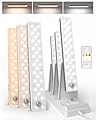 EZVALO 62 LED Under Cabinet Lighting with Charging Station, Rechargeable Motion Sensor Lights, 3 Color Temps, Dimmable Wireless Closet Lights w/Remote for Kitchen, Wardrobe, Pantry- 6 Pack