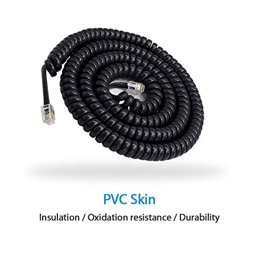 Phone Cord Landline,Shonco 2 Pack Black Coiled Telephone Handset Cord 23 Ft Uncoiled / 3 Ft Coiled Telephone Cord Line Wire Telephone Accessory #TOP5