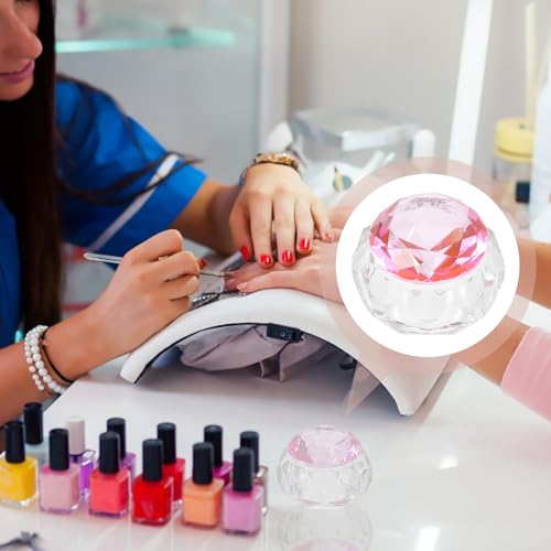 Vaso de cristal para arte de uñas con tapa, transparente rosa miniatura 7