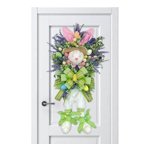 Genérico Pascua Corona la Puerta Principal, Conejo de Pascua Lentekrans | Rabbit Artificial Front Door Wreath, Huevo Artificial Corona de Pascua, Farm Art House Pascua Decoración para el