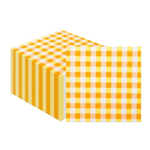 Lot de 40 serviettes en papier vichy à carreaux, 33 x 33 cm, Jetables pour cocktails, barbecues, thé après-midi, restaurant, bar, pique-nique, fête,...