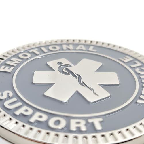 Image of Emotional Support Vehicle Metal Emblem - 3D Car Badge Decal for Vehicles, Trucks, SUVs, RVs Alloy Auto Accessory (Silver)