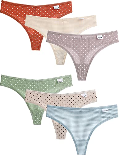 Kiench Teens Underwear Thongs Cotton Junior Girls' Hipster Panties Low Rise V Waist 6-Pack