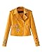 Produktbild PengGeng Faux Leder Damen Motorrad Jacke Zip Up Reißverschluss Oberbekleidung Kunstlederjacke Bikerjacke Blazer Gelb XL