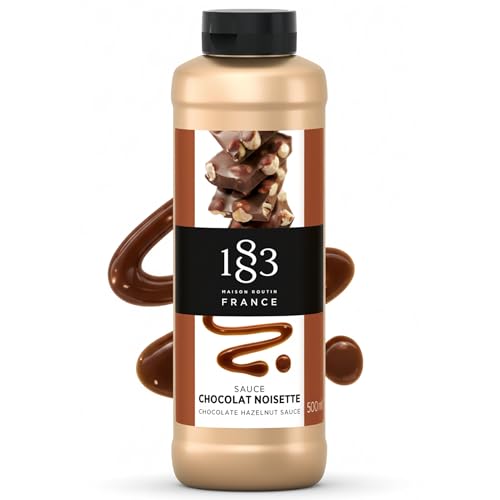 1883 Maison Routin Chocolate Hazelnut Sauce Gourmet Dessert Topping for Waffles Ice Cream Cocktails & More 500ml Squeezy Bottle