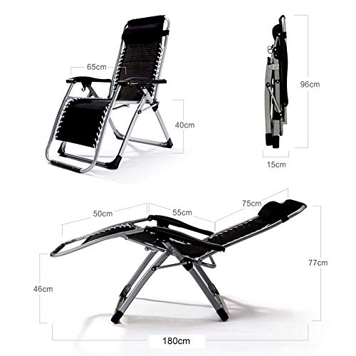 Zpee Folding Lightweight Lounge Chair,Adjustable Patio Recliner With Pillow,Zero Gravity Reclining Chairs Lounge Recliner,Lawn Chair Beach Chair Grey Metal Lock #TOP2