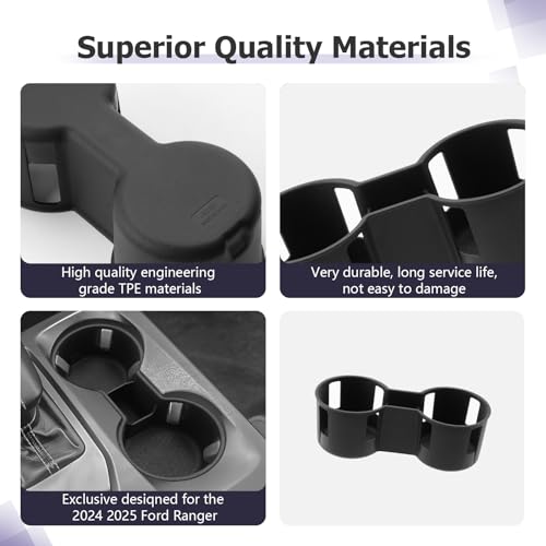 Image of 2025 2026 Ranger Center Console Cup Holder Compatible with 2024 2025 2026 Ford Ranger Accessories Center Console Silicone Cup Holder Insert Ranger 2026 Accessories (NOT for Manual /Automatic Version)