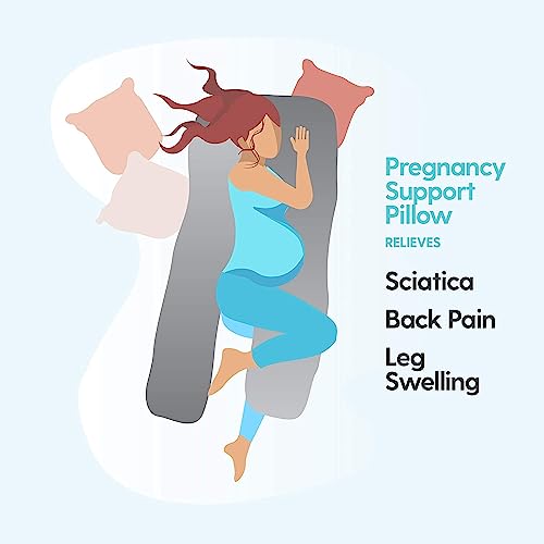 Milliard U Shaped Total Body Support Pillow Memory Foam With Washable Cover (54In, Velour Grey) #TOP3