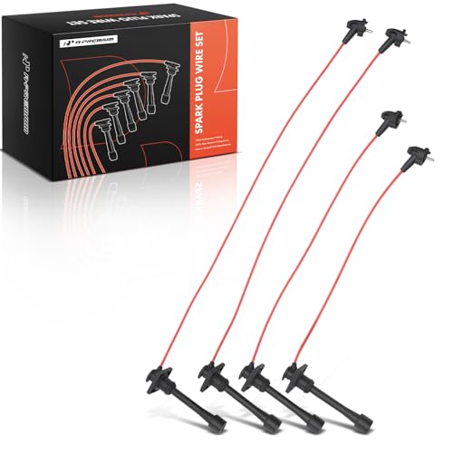 A-Premium 4 PCS Spark Plug Wires Compatible with Toyota Corolla 1993-1997, Celica 1994-1997 1.8L & Geo Prizm 1993-1997, Red