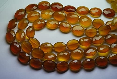 Perles en chalcédoine jaune foncé ovales et facettées de qualité supérieure pour joaillerie