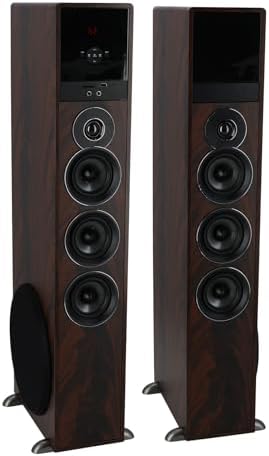 Rockville TM150D Dark Wood Powered Home Theater Tower Speakers, 1...
