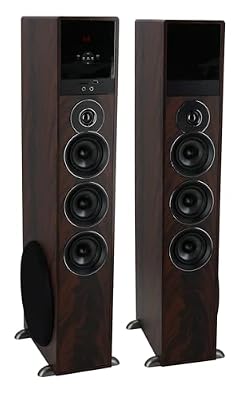 Rockville TM150D Powered Home Theater Tower Speaker System, Dark Wood, 1000W, 10" Subwoofers, Bluetooth, USB/SD Playback, FM Radio, Remote Control, Karaoke Ready, Perfect for Home Entertainment