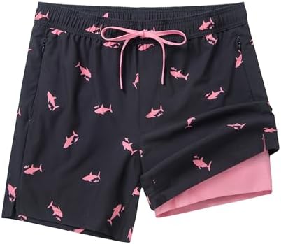 Flytop Mens Swim Trunks with Breathable Compression Liner, Quick ...