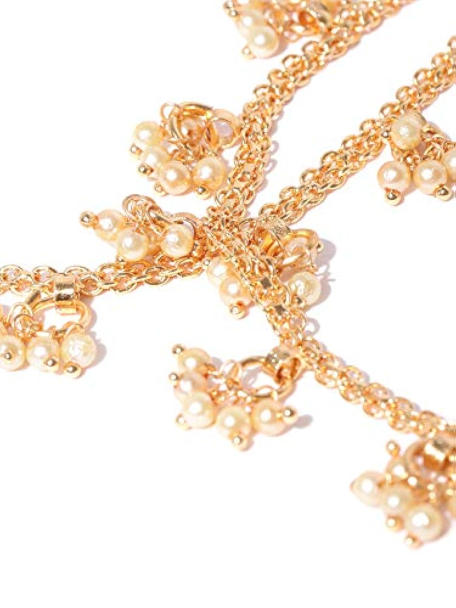 Brass Stylish Moti Anklet, Everyday Wear