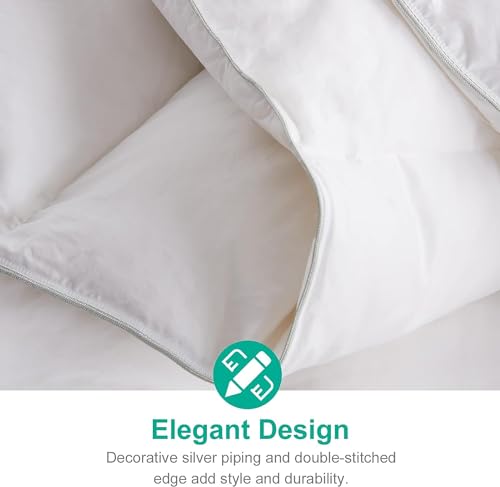 Image of APSMILE Down Comforter Queen Size, All Season Duvet Insert, Ultra-Soft High Fill-Power Bedding Comforter, Fluffy Medium Warm Hotel Collection with Corner Tabs, 90x90, White