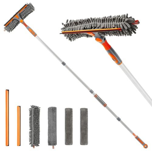 Image of eazer Squeegee Window Cleaner 2 in 1 Rotatable Cleaning Tool Kit with Extension Pole - 4 Pads