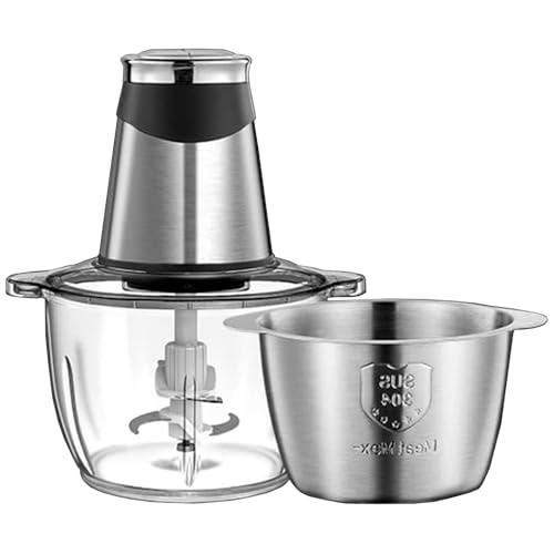 Picadora de alimentos eléctrica multifunción y picadora de carne de alta eficiencia Cuenta con ajuste de doble velocidad, cuchillas afiladas de doble capa, acero inoxidable 304 y recipiente de silver