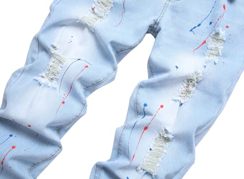 Men's Ripped Straight Leg Jeans, Black, Slim Fit, Regular Length, Distressed Design3