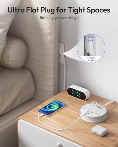 NTONPOWER Travel Power Strip, Travel Essentials, Cruise Essentials 2026 3 Outlets 4 USB Ports(2 USB C), 4FT Wrapped Around Extension Cord for Travel Cruise Ship Beach Vacation Essentials White — view 6