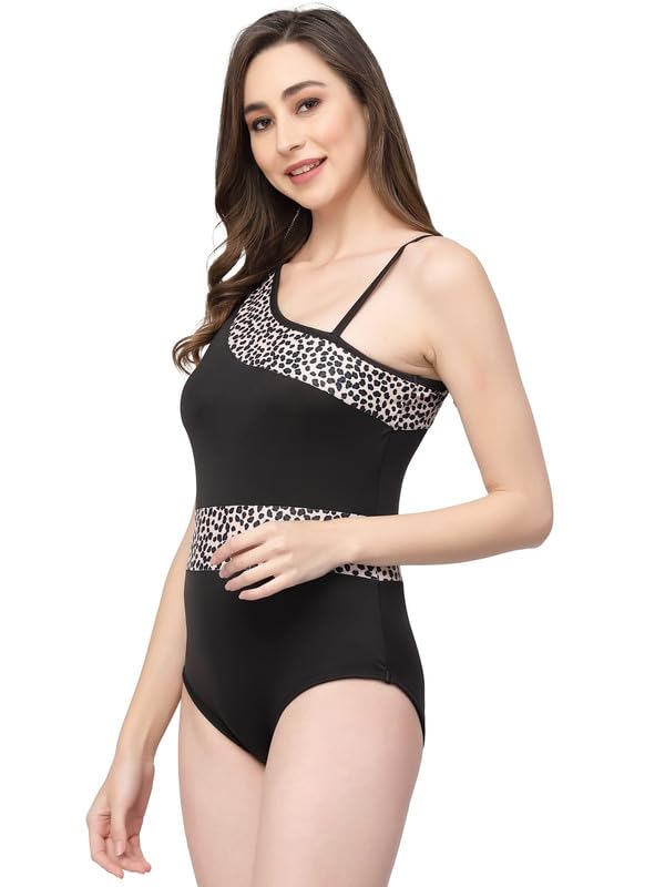 CUKOO Padded Black Leopard Printed Swimwear