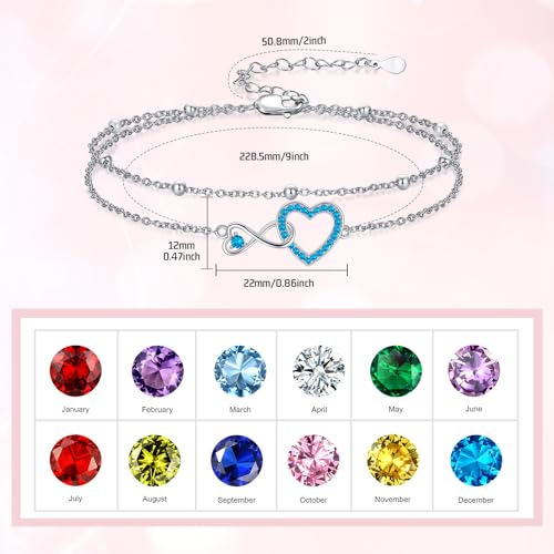 Image of Anklet for Women 925 Sterling Silver Double Infinity Ankle Bracelet Waterproof Summer Jewelry Anniversary Birthday Gifts for Her