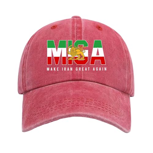 Photo de Générique Casquette Make Iran Great Again Miga Casquette Trucker pour Hommes et Femmes Baseball Cap Old Iran Persian Flag Lion and Sun...