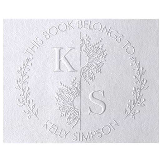 10+ Designs Custom Book Embosser with Your Name from The Library of, Book Belongs to, Floral Ex Libris, Great Book Lover Gift 1 x 5/8" (Floral Initials)