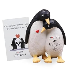 Anniversary Wedding Gifts for Women Men Couple, Gifts for Him, Birthday Gift for Girlfriend Boyfriend, I Love You Gift for Wife Husband-Couple Penguin Figurine for Christmas Valentines Day