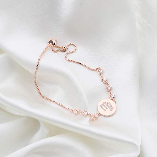 ENSIANTH Rose Gold Zodiac Sign Adjustable Bracelet Birthday Gift for Women3