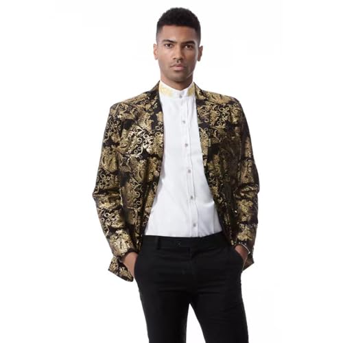 Costume Jacquard Hommes - Ensemble Veste Pantalon Boutonnage Simple Cosplay Décontracté - 5